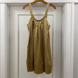 BCBGMaxAzria Gold Silk Mini Dress - Size: XS